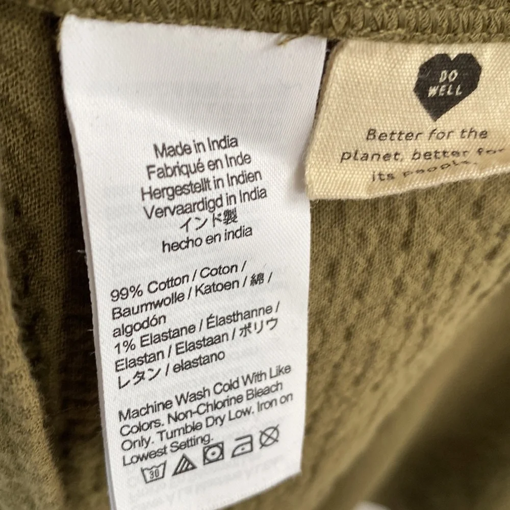 (A55) Madewell Crinkle Gauze Dolman-Sleeve Mini Dress, Olive Green, Size M, NWT - Picture 6 of 7